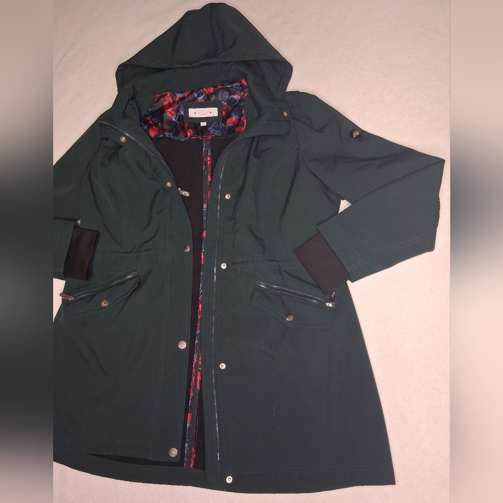Eliza J Forest Green Hooded Utility Jacket - Picture 2 of 8